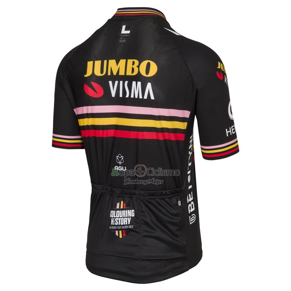Jumbo Visma Ropa Ciclismo Culotte Corto 2023 Hombre Mangas Cortas AMarillo Negro